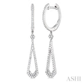 1/3 ctw Tear Drop Round Cut Diamond Long Earring in 10K White Gold